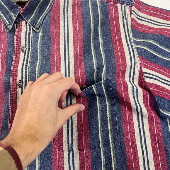 1990s striped shirt by Timbercreek by Wrangler, vintage L to XL button down - Picture 7 of 10